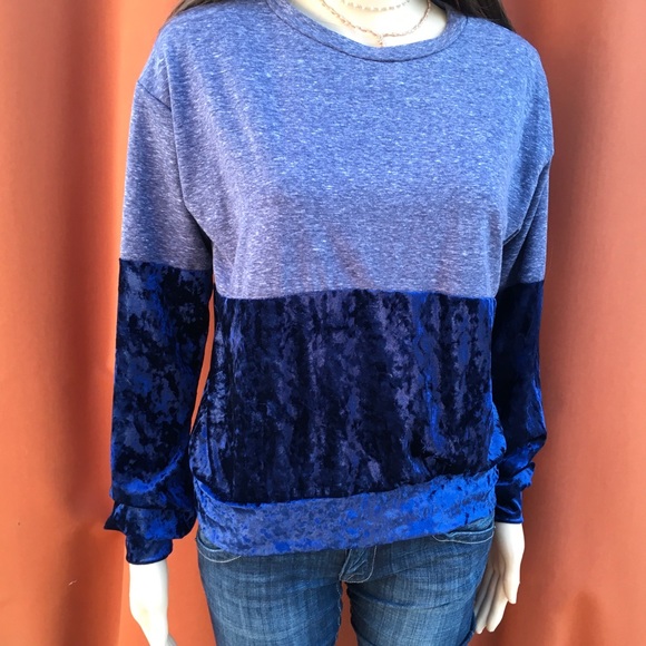 boutique Tops - COLOR BLOCK JERSEY AND VELVET